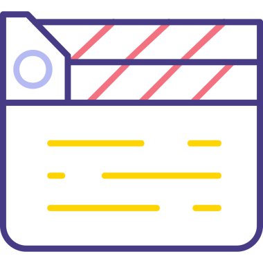 Alkış tahtası simgesi. Film yapma işareti, vektör illüstrasyonu