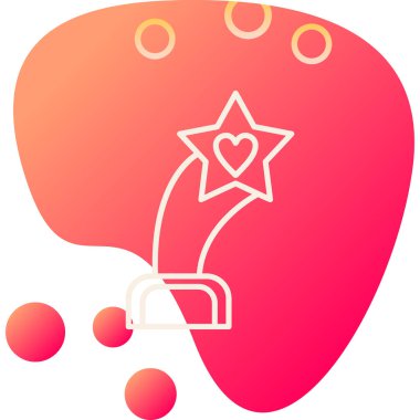 İçinde kalp olan yıldız şeklinde bir heykel. Web simgesi basit illüstrasyon