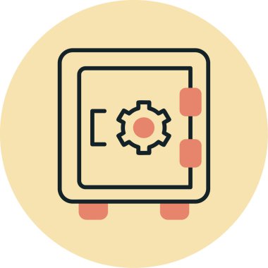 Dolap, güvenli, Vector Line Illustration. İş ve Finans simgesi.