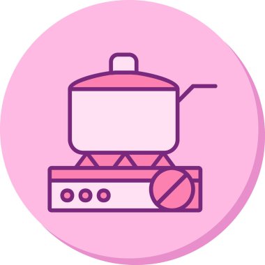 Gaz ocağında tava pişirmek. Web simgesi basit illüstrasyon