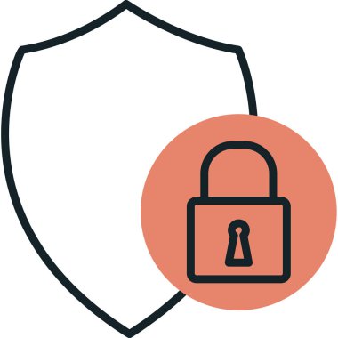 Güvenlik kalkanı simgesi, vektör illüstrasyonu