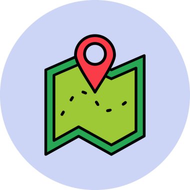 harita simgesinin vektör illüstrasyonu 