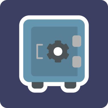 Dolap, güvenli, Vector Line Illustration. İş ve Finans simgesi.