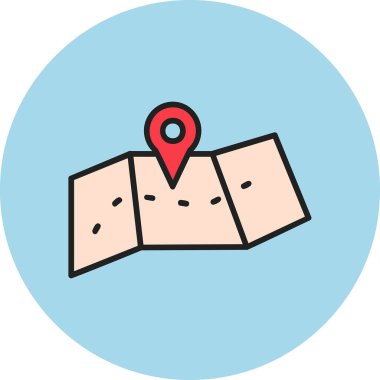 harita simgesinin vektör illüstrasyonu 