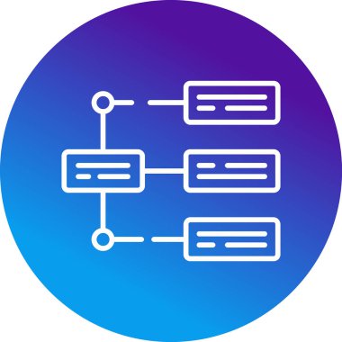 İş diyagramı simgesi. Ağ şeması simgesi. Veritabanı sembolü, vektör illüstrasyonu