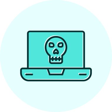 Laptop vektör çiziminde ölü kafatası simgesi