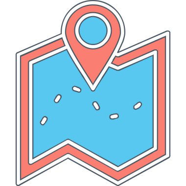 harita simgesinin vektör illüstrasyonu 