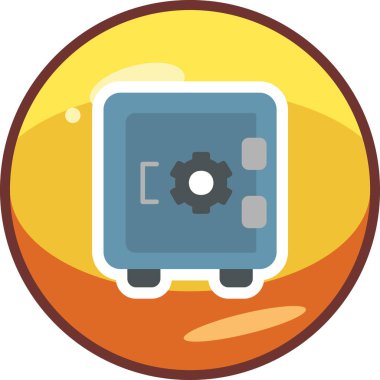 Dolap, güvenli, Vector Line Illustration. İş ve Finans simgesi.