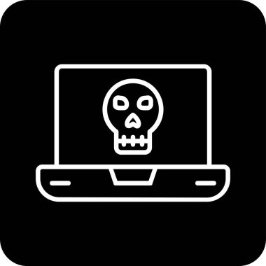 Laptop vektör çiziminde ölü kafatası simgesi