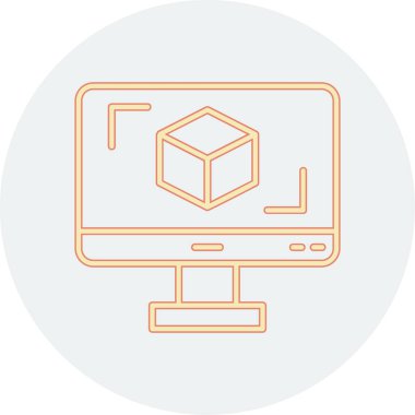 3D modelli bilgisayar ekranı, vektör illüstrasyonu