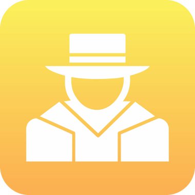 Şapkalı adam. Web simgesi basit illüstrasyon
