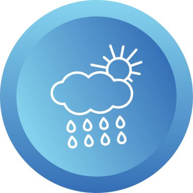 Yağmurlu bir hava. Web simgesi vektör illüstrasyonu 