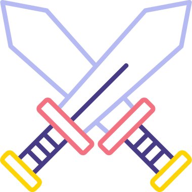 Çapraz kılıç simgesi vektör illüstrasyon 