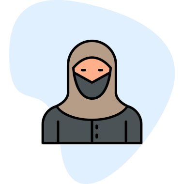 Müslüman kadın ikon vektör çizimi tasarımı