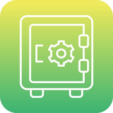 Dolap, güvenli, Vector Line Illustration. İş ve Finans simgesi.