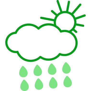 Yağmurlu bir hava. Web simgesi vektör illüstrasyonu 