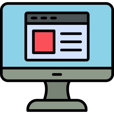 Web sitesi işareti, vektör illüstrasyonlu blog simgesi, bilgisayar ekranı