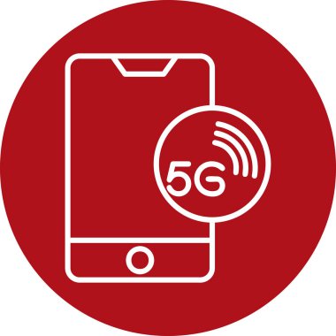 Smartphone 'da 5G Ağı. Renkli Vektör Simgesi