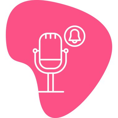 Uyarı işareti olan mikrofon simgesi, vektör illüstrasyonu basit tasarım