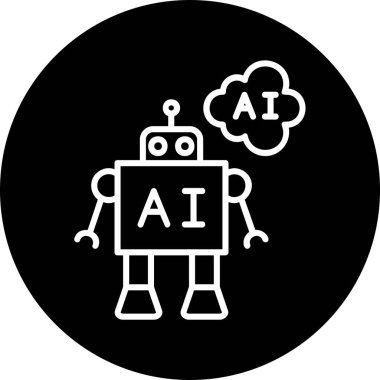 Yapay zeka. robot ikon vektör illüstrasyonu 