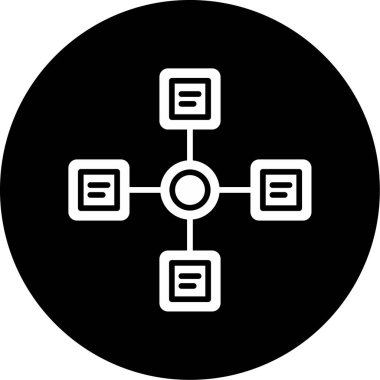 İş diyagramı simgesi. Ağ şeması simgesi. Veritabanı sembolü, vektör illüstrasyonu