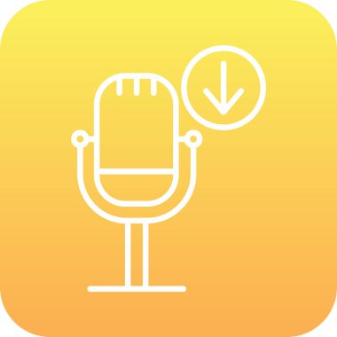 Podcast İndirme. Web simgesi basit illüstrasyon        