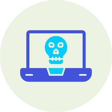 Laptop vektör çiziminde ölü kafatası simgesi