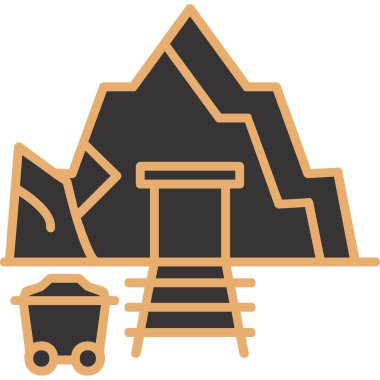 Taş mağara girişi. Taşlı madenin vektör illüstrasyonu