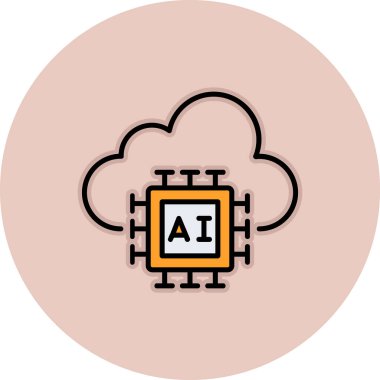 Yapay Zeka simgesi, vektör illüstrasyonu 