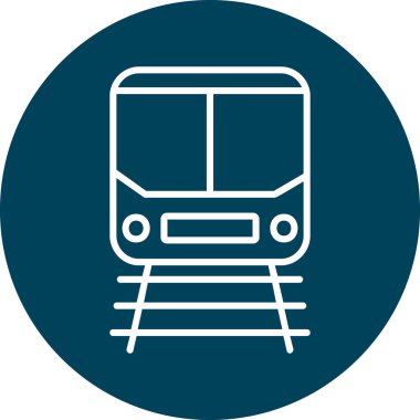 Demiryolu raylarındaki tren simgesi, vektör illüstrasyonu 