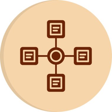 İş diyagramı simgesi. Ağ şeması simgesi. Veritabanı sembolü, vektör illüstrasyonu