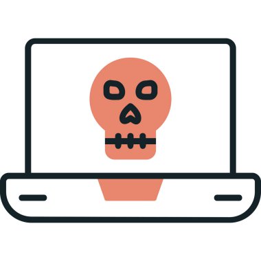 Laptop vektör çiziminde ölü kafatası simgesi
