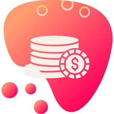 Dolar işareti ağ simgesi olan bozuk para yığını, vektör illüstrasyonu