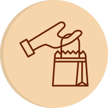 El ele tutuşan alışveriş poşeti vektör çizimi