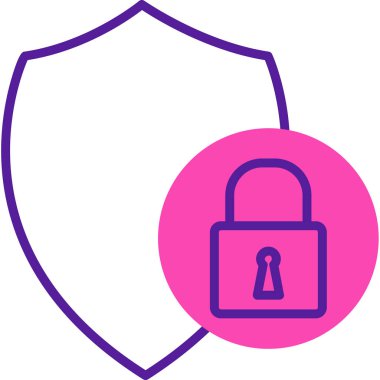 Güvenlik kalkanı simgesi, vektör illüstrasyonu