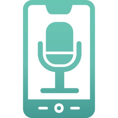 Telefon Kaydı, mikrofon ikonu vektör çizimi