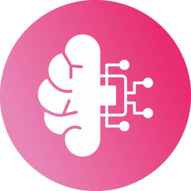 Makine Öğrenme Simgesi, Yapay Zeka düğmesi, vektör illüstrasyonu 