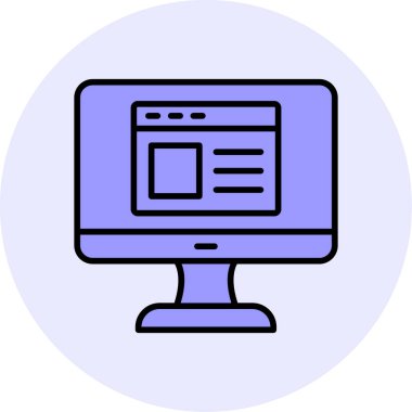 Web sitesi işareti, vektör illüstrasyonlu blog simgesi, bilgisayar ekranı