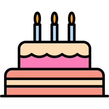 Doğum günü pastası. Web simgesi basit illüstrasyon