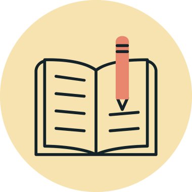 kitap ve kalem ikonu vektör illüstrasyonu