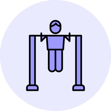 Çubuk Simgesini Aç, Çekme Egzersizi Yapan Kişi. Vektör İllüstrasyonu 