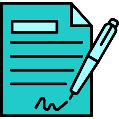 Sözleşme simgesi imzalama, basit vektör illüstrasyonu