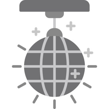 Disko topu, ayna topu ikonu. Dans pisti için ışıklandırma tasarımı ögesi, vektör illüstrasyonu  