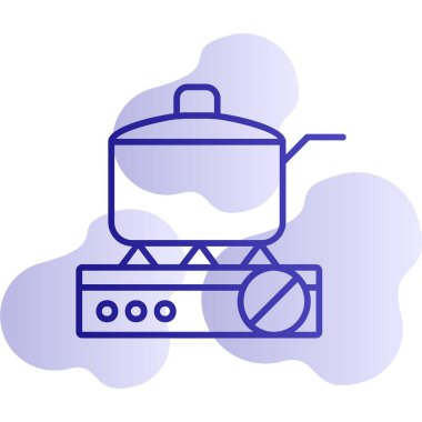 Gaz ocağında tava pişirmek. Web simgesi basit illüstrasyon