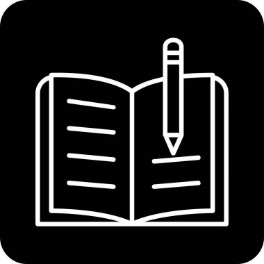 kitap ve kalem ikonu vektör illüstrasyonu