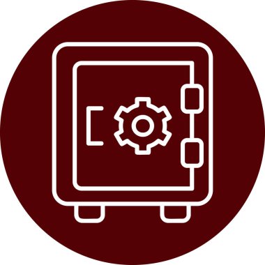 Dolap, güvenli, Vector Line Illustration. İş ve Finans simgesi.
