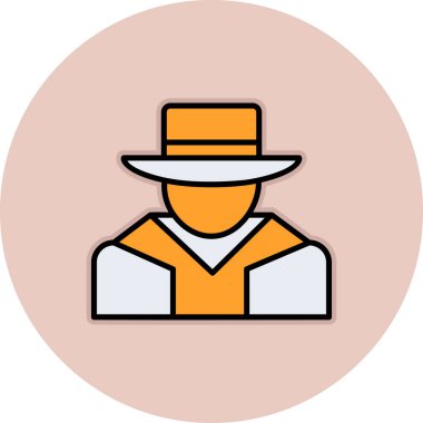 Şapkalı adam. Web simgesi basit illüstrasyon