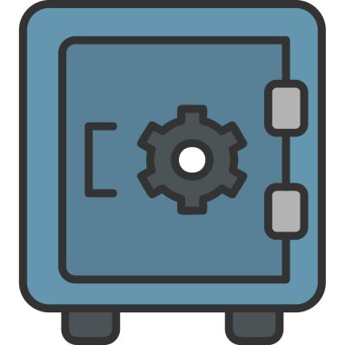 Dolap, güvenli, Vector Line Illustration. İş ve Finans simgesi.
