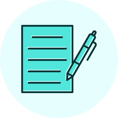 belge ve kalem simgesi düz tasarım