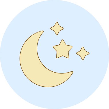 Yıldızlı ay. Web simgesi basit illüstrasyon 